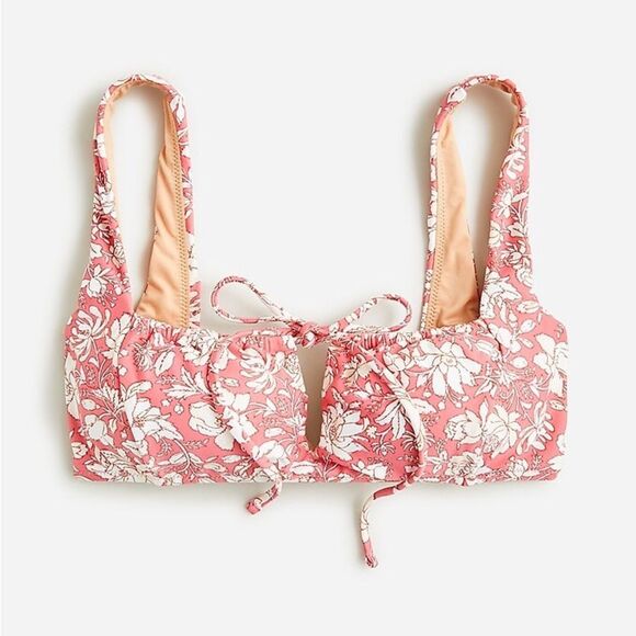 J. Crew Other - J. Crew Tie-Front Squareneck Bikini Top in Tossed Floral